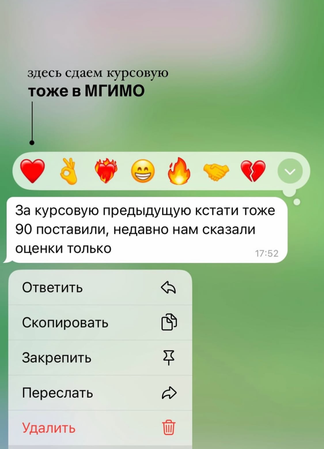 Скриншот переписки: защита прошла